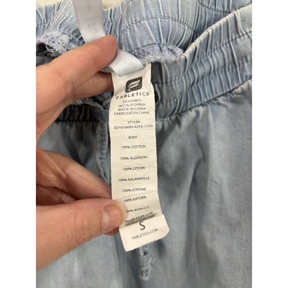 Fabletics Mikah Chambray Mini Skirt Womens S Small Drawstring Skater Pockets - Picture 8 of 8
